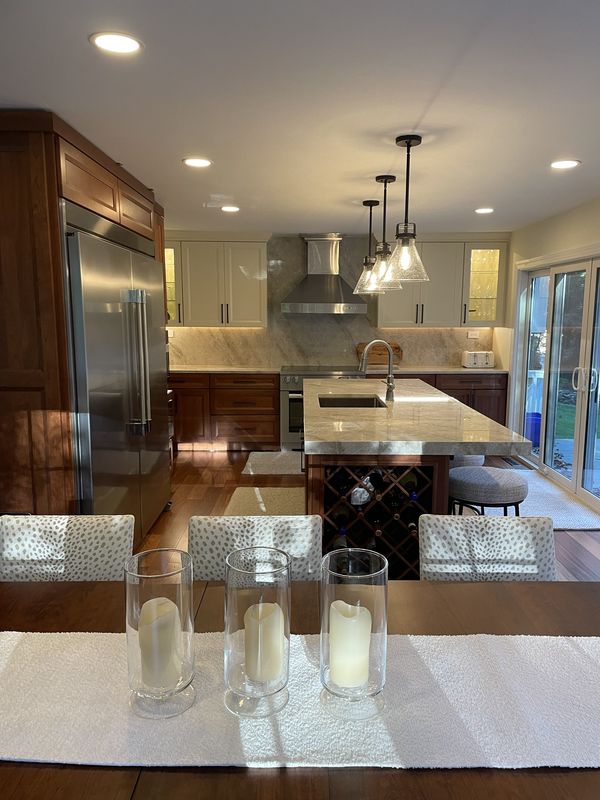 The finished kitchen seen from the dining table